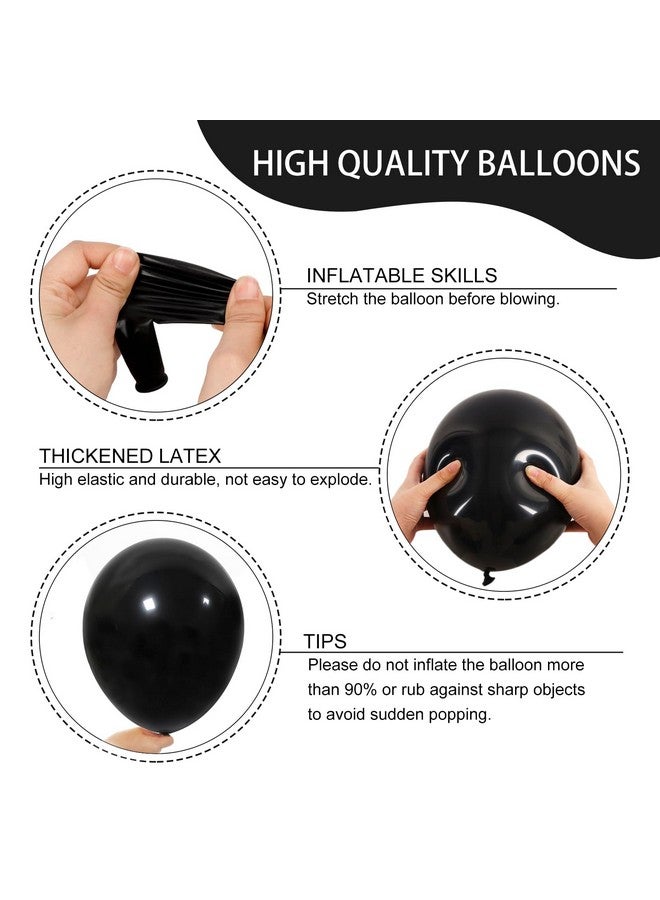 RUBFAC Black Balloons for Balloon Arch 129pcs Different Sizes Pack of 18 12 10 5 Inch Garland Kit, Latex Balloons for Birthday Party Decorations Graduation Wedding Decor - Image 3
