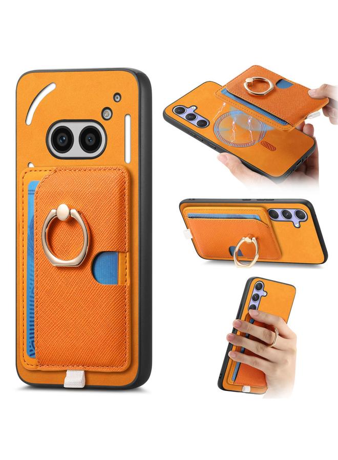 اس-توب جراب لهاتف Nothing Phone 2a بتصميم كلاسيكي متقاطع من الجلد مع حلقة جانبية وحقيبة بطاقات من MagSafe - Image 1