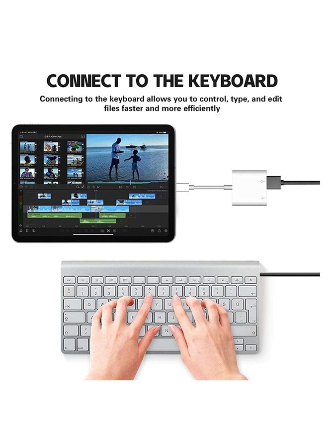 Apple OTG Adapter, Portable 2-In-1 USB Adapter, Data Transmission Large Current U Disk Mouse Conversion Cable, USB Female OTG Adapter Compatible With IPhone IPad (White) - Image 5