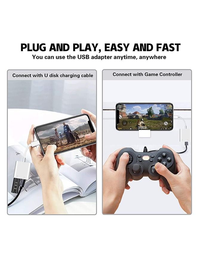 Apple OTG Adapter, Portable 2-In-1 USB Adapter, Data Transmission Large Current U Disk Mouse Conversion Cable, USB Female OTG Adapter Compatible With IPhone IPad (White) - Image 4