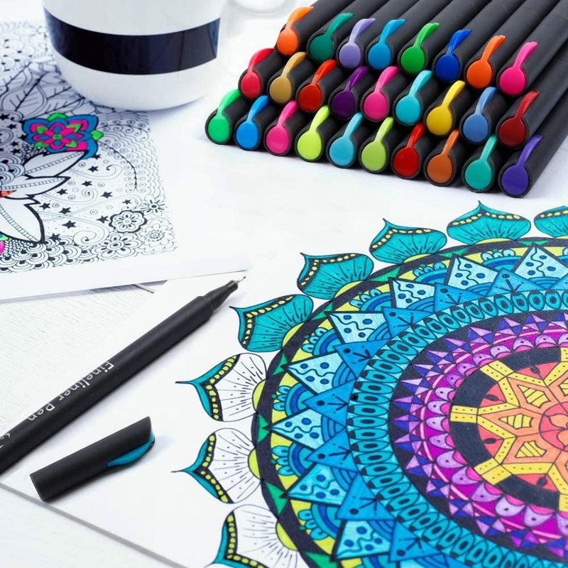 Tebik 65 Pack Planner Colored Pens, 60 Assorted Colors Drawing Pens with 5 Different Stencils, Perfect for Dotted Journal Planner Writing Note Calendar Coloring Office School Supplies - Image 4
