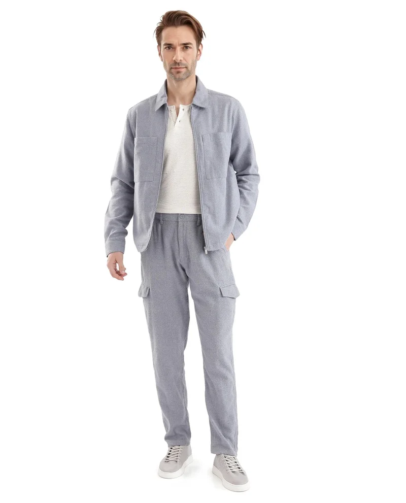 رير رابِت Men's Regular Fit Zipper Closure Solid Shacket