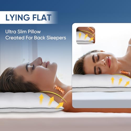 MINUPWELL 2 Packs Ultra Thin Pillows, Flat Pillows for Sleeping Thin with 7D 2.5 in Height Support, Slim Bed Pillows for Stomach Sleeper, Low Profile Pillow Standard Size - 18x26 in - Image 2
