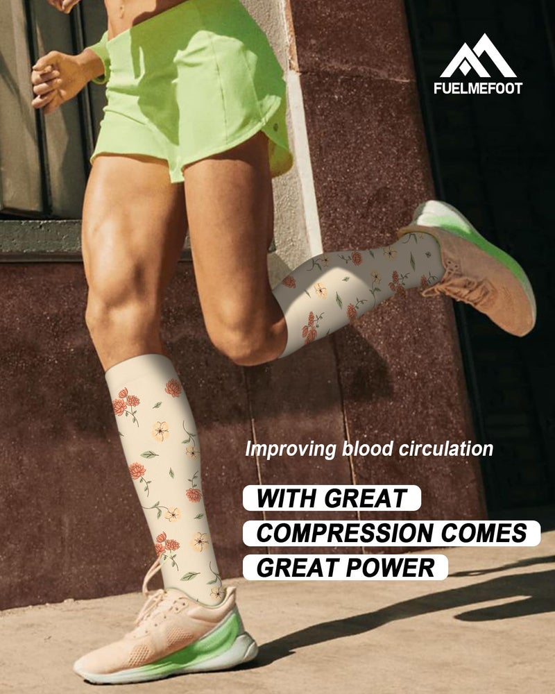 FuelMeFoot 6 Pairs Compression Socks for Women & Men 15-20mmHg Graduated Support Knee High Socks for Nurses, Travel, Athletic - Image 2