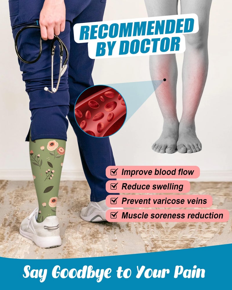 FuelMeFoot 6 Pairs Compression Socks for Women & Men 15-20mmHg Graduated Support Knee High Socks for Nurses, Travel, Athletic - Image 5