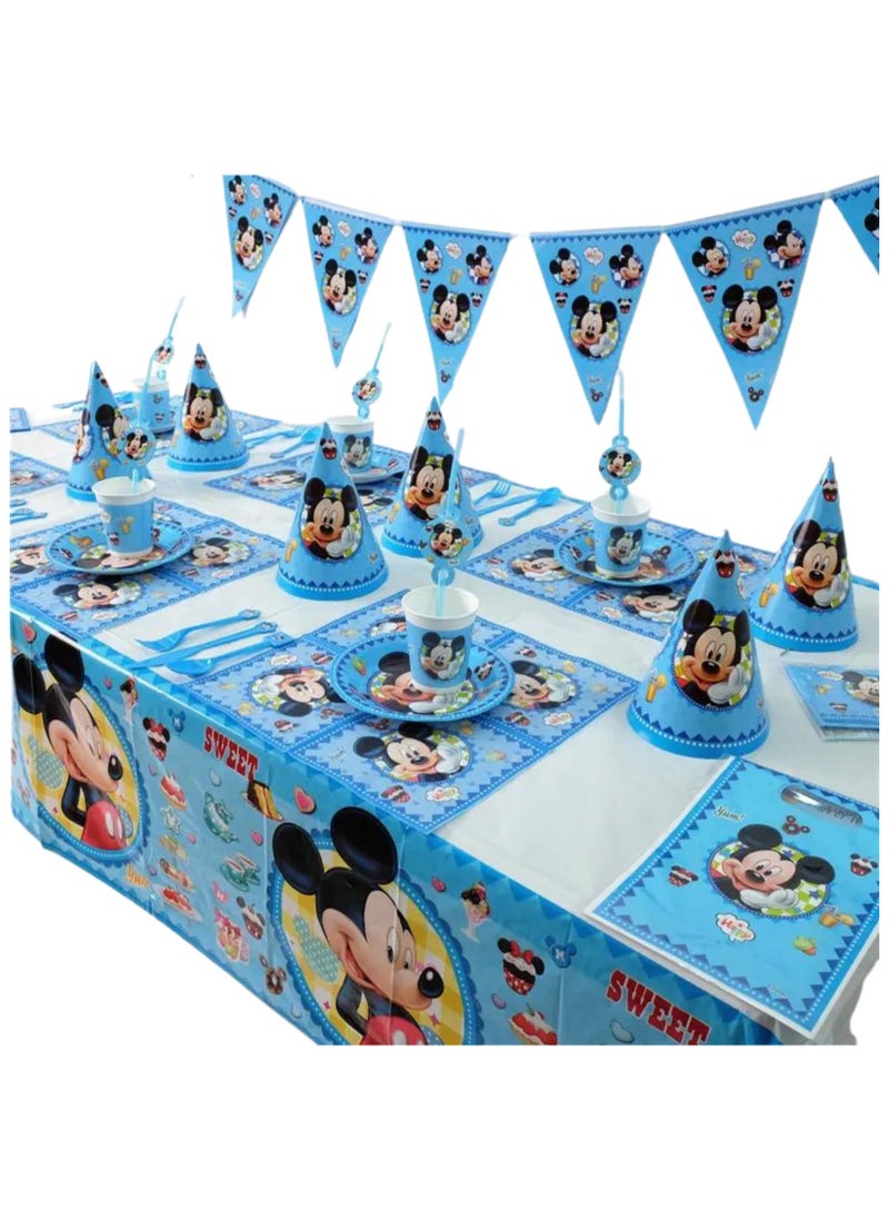 Remy Belle - 180 pcs Mickey Mouse Theme Party Set Disposable Tableware, Party Supplies, Kids Favor Happy Birthday Decoration Props, Baby shower tableware kit with plates, forks, knifes 16 items for Boys - Image 1