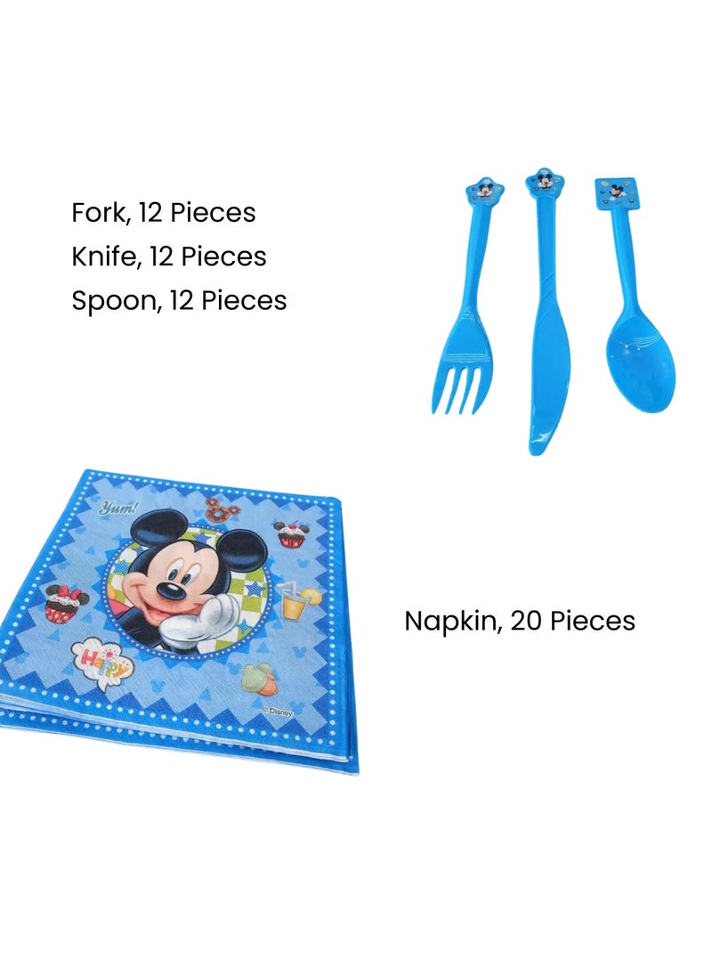 Remy Belle - 180 pcs Mickey Mouse Theme Party Set Disposable Tableware, Party Supplies, Kids Favor Happy Birthday Decoration Props, Baby shower tableware kit with plates, forks, knifes 16 items for Boys - Image 1