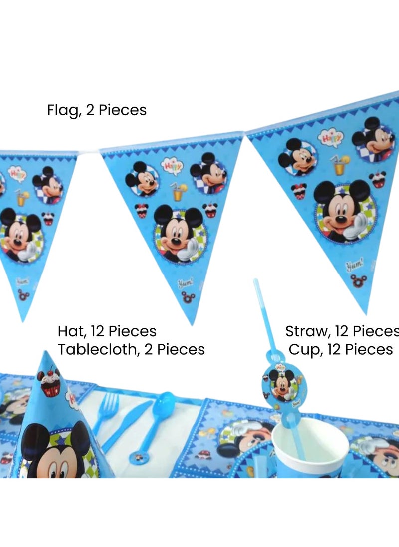 Remy Belle - 180 pcs Mickey Mouse Theme Party Set Disposable Tableware, Party Supplies, Kids Favor Happy Birthday Decoration Props, Baby shower tableware kit with plates, forks, knifes 16 items for Boys - Image 1