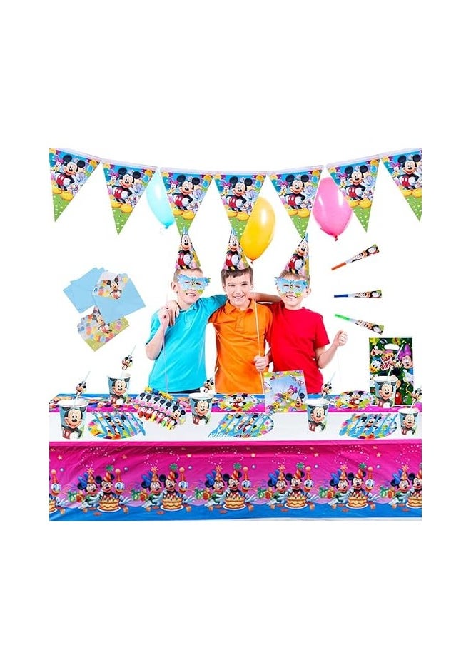 Remy Belle - 180 pcs Mickey Mouse Theme Party Set Disposable Tableware, Party Supplies, Kids Favor Happy Birthday Decoration Props, Baby shower tableware kit with plates, forks, knifes 16 items for Boys - Image 1