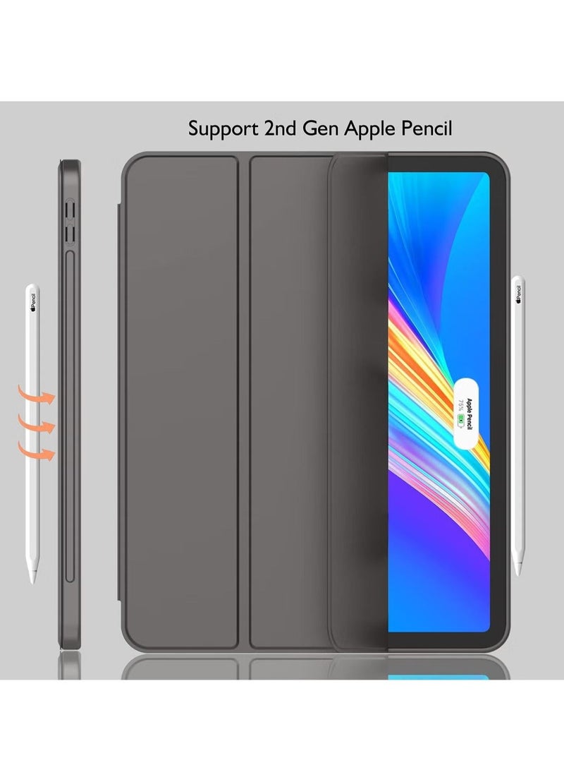 MUNTAQI iPad Pro 12.9 Case (2022/2021, 6th/5th Gen) with Pencil Holder – Supports 2nd Gen Pencil Charging, Trifold Stand, Auto Wake/Sleep, Soft TPU Back, Space Gray - Image 3