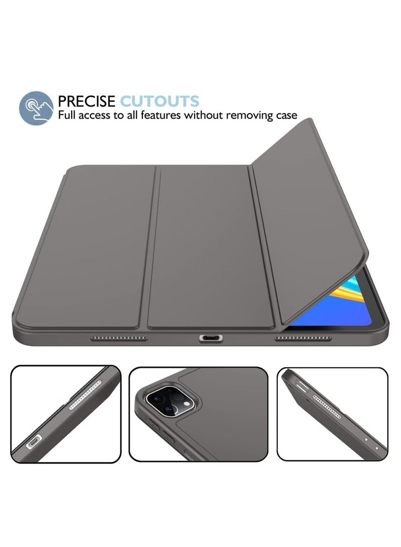 MUNTAQI iPad Pro 12.9 Case (2022/2021, 6th/5th Gen) with Pencil Holder – Supports 2nd Gen Pencil Charging, Trifold Stand, Auto Wake/Sleep, Soft TPU Back, Space Gray - Image 4