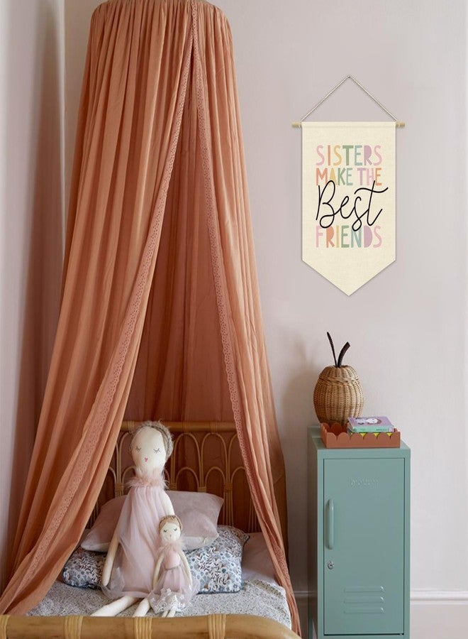 XYDEG Girls Room Wall Art Decor,Toddler Girl Room Cute Pink Nursery Bedroom Playroom Canvas Banner Decorations,Sisters Make The Best Friends Wall Hanging Pennant Flag Banner - Image 4