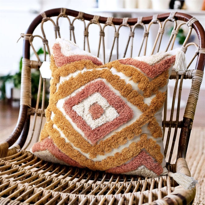 BOHO THROW PILLOW COVERS 20X20 WITH TASSELS DECORATIVE PILLOW COVERS WOVEN TUFTED BOHEMIAN PILLOW COVERS FOR COUCH SOFA BEDROOM LIVING ROOM