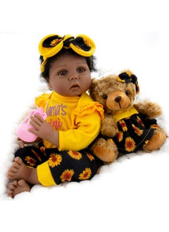 Aori Lifelike Black Reborn Baby Dolls Girl 22 Inch Realisticgirl Doll African American Newborn Weighted Dolls Gift Set For Ages 3+  - Image 1