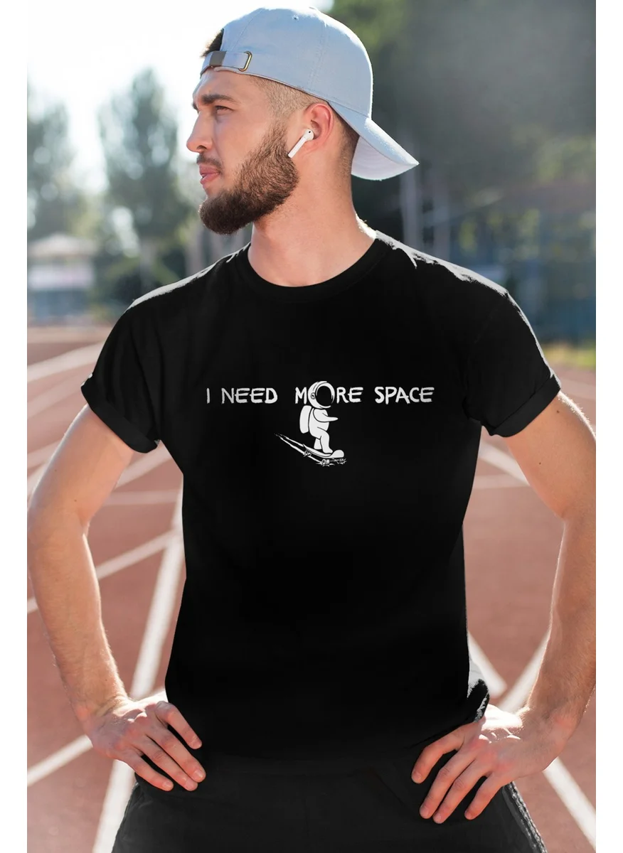 Rock&Roll Skateboarding in Space Black Short Sleeve Men's T-Shirt