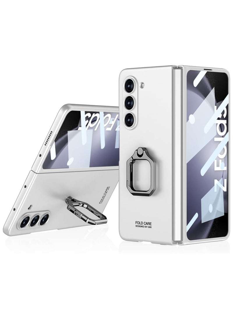 VKL for Samsung Z Fold 5 Case, Galaxy Z Fold 5 Case with Screen Protector, Built-in 360° Magnetic Kickstand Shockproof Cover Case for Samsung Galaxy Z Fold 5 5G 2023 (Silver)