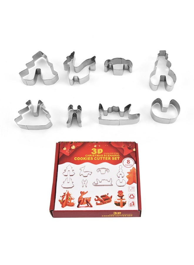 AILife 8-Piece 3D Gingerbread House Cookie Cutters Silver - Image 1