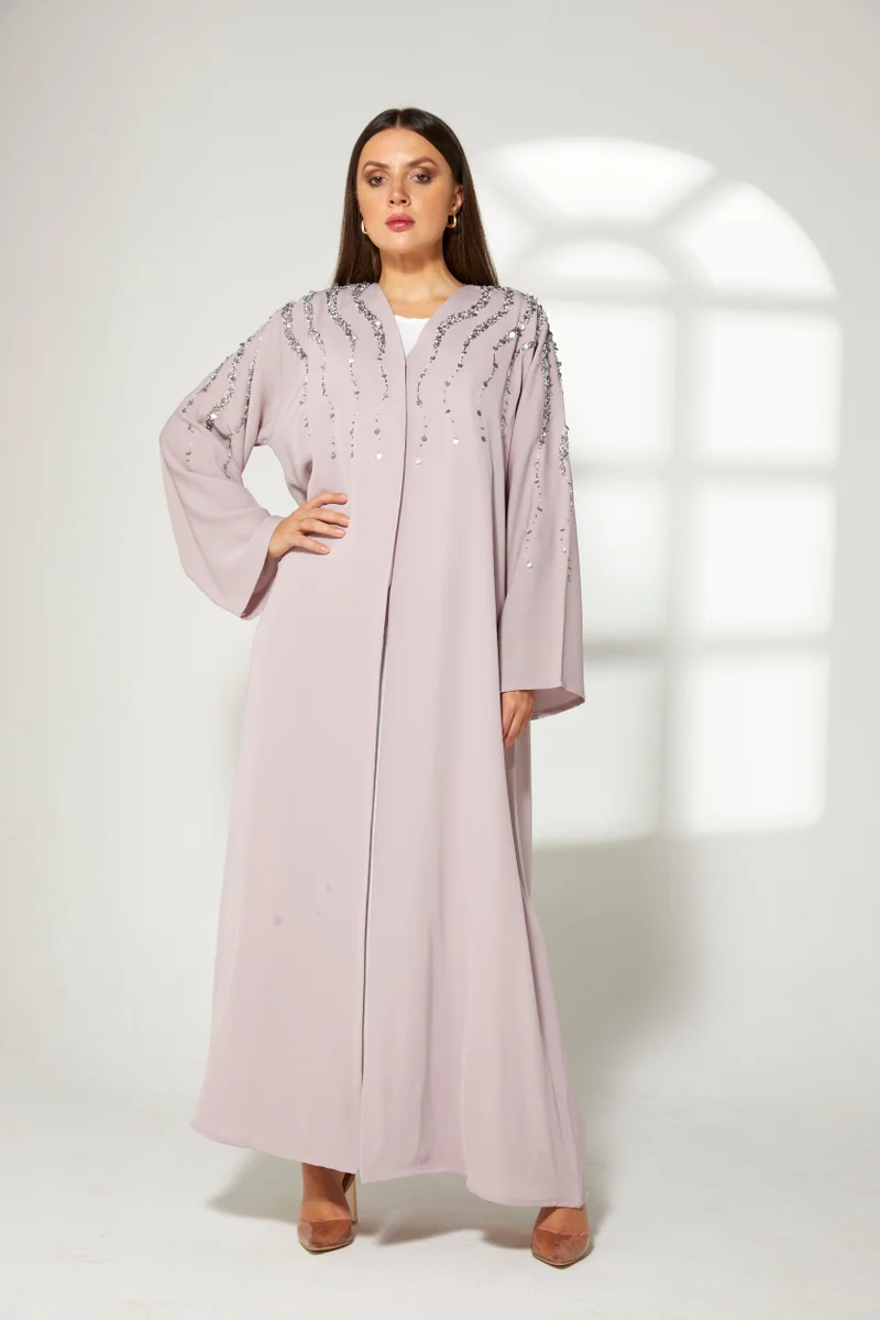 Moistreet Embroidered Flared Sleeve Abaya