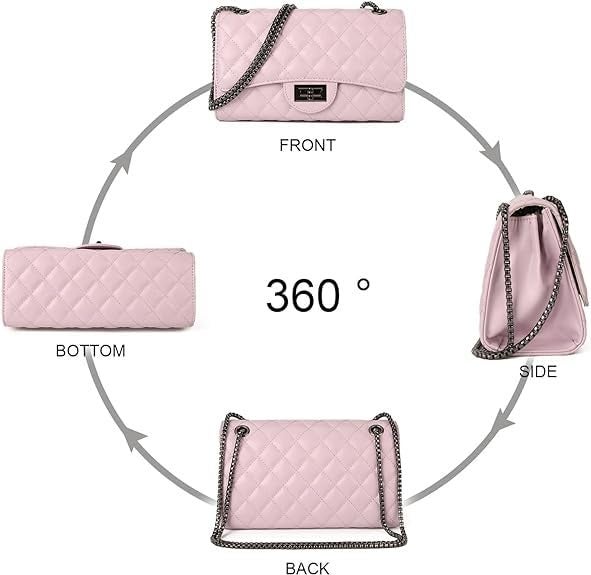 KRIFTY Quilted Crossbody Handbag with Chain Strap, Diamond Pattern, Metal Turn Lock For Women's/Girls (Purple) - Image 5