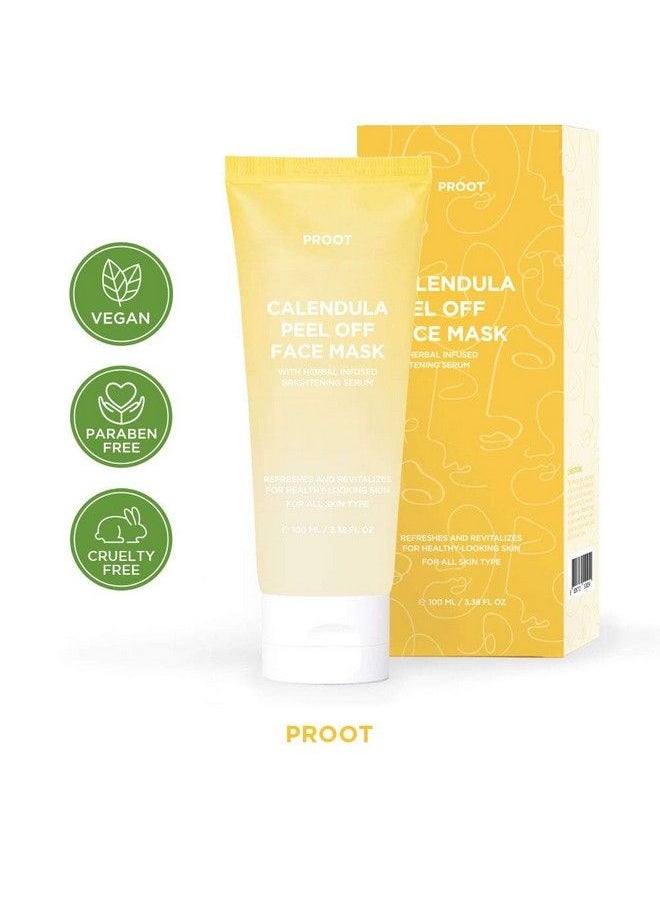 Proot - Calendula Peel Off Mask | With Herbal Infused Brightening Serum | Formulated With Real Calendula Flower Leaves And Extracts | Korean Skin Care Vegan Crueltyfree | 3.38 Oz - Image 1