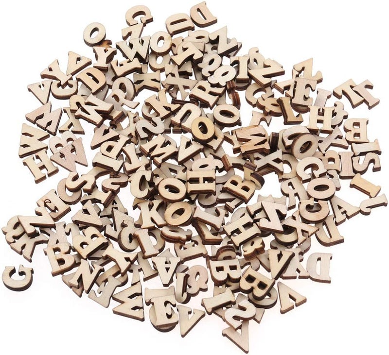 klarako 200pcs Wooden Alphabet Letters Wooden Cutouts Pieces Kids Learning Educational Toys 15mm - Image 1