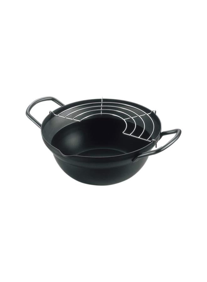 Tempura Deep Fryer Non Stick Japanese Style Frying Pan Iron Pot with Oil Drip Drainer Rack Lid for Fried Chicken Legs Dried Fish French Fries 20cm  - Image 1