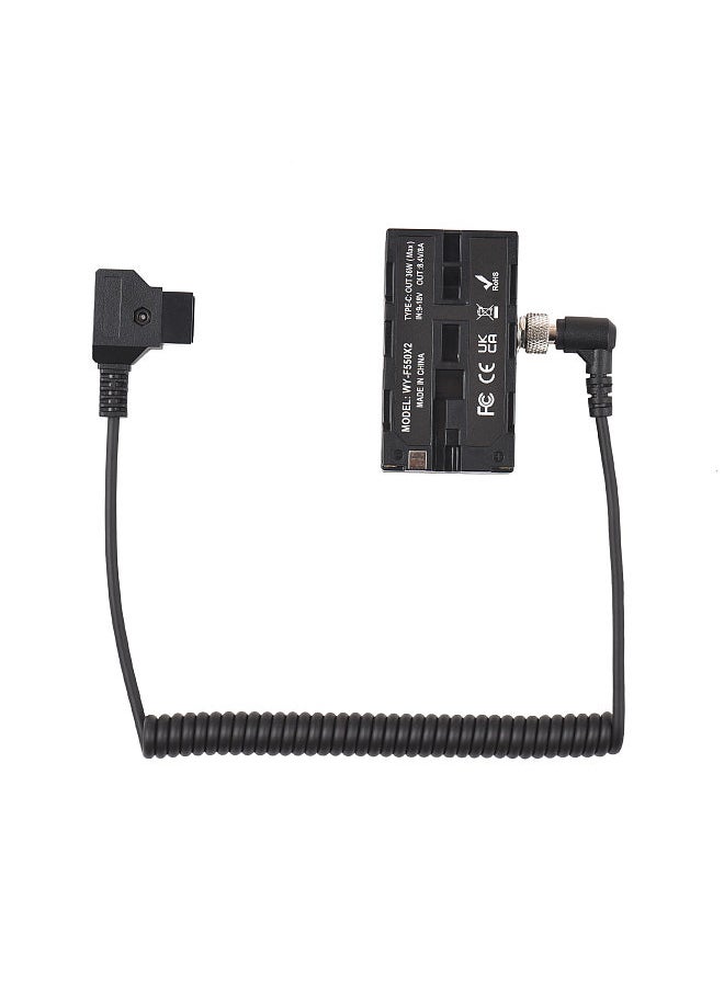 Generic D-Tap to Double-Sided NP-F550/570/770/970 Dummy Battery Power Adapter with 5-12V Type-C Output Flexible Spring Cable for Field Monitor LED Light Wireless Video Transmission  - Image 5