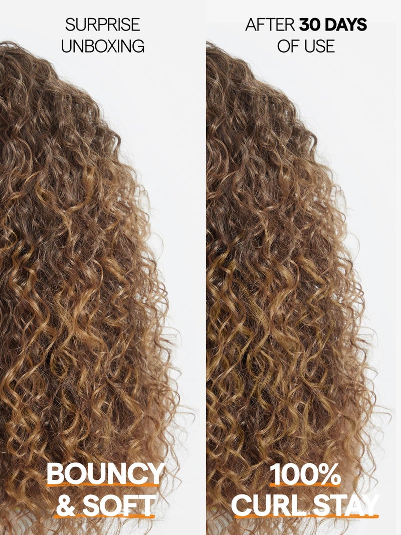 GORGIUS Veralux Blend Shaggy Haircuts Ombre Curly Wig with Bangs Honey Colored Wig Crafted with Style-Archive Technology: Premium Fiber & Remy Human Hair Blended, Realistic Look with True Scalp - Image 5