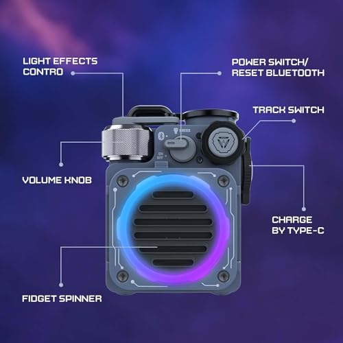 Muzen Cyber Cube Bluetooth Speaker, Bluetooth 5.0, Portable Speaker with Fidget Spinner, Crystal Clear Sound with RGB LED Light Wireless Speaker, Waterproof Speakers for Indoor Outdoor - Image 3