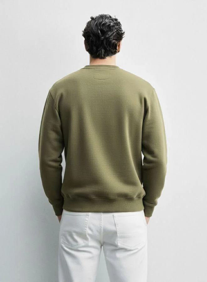 The Indian Garage Co Men Relaxed Fit Embroidered Crew Neck Full Sleeves Sweatshirt