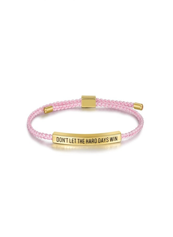 CANDYFANCY Motivational Tube Bracelet for Women Men Dont Let Hard Day Win Adjustable Handmade Braided Wrap Stainless Steel for Pink Gold Inspirational Braided Gifts Jewelry - Image 1