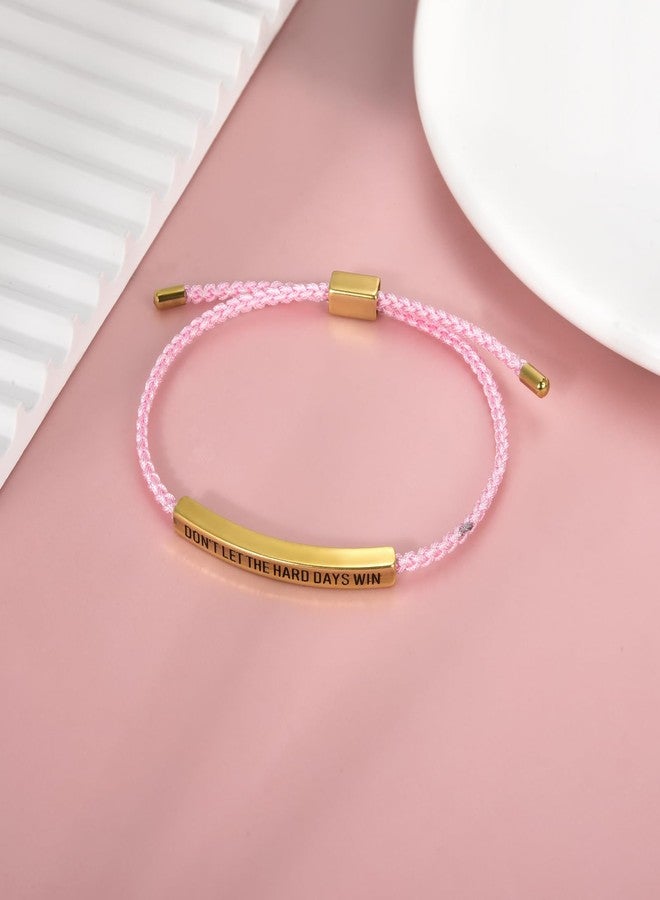 CANDYFANCY Motivational Tube Bracelet for Women Men Dont Let Hard Day Win Adjustable Handmade Braided Wrap Stainless Steel for Pink Gold Inspirational Braided Gifts Jewelry - Image 5
