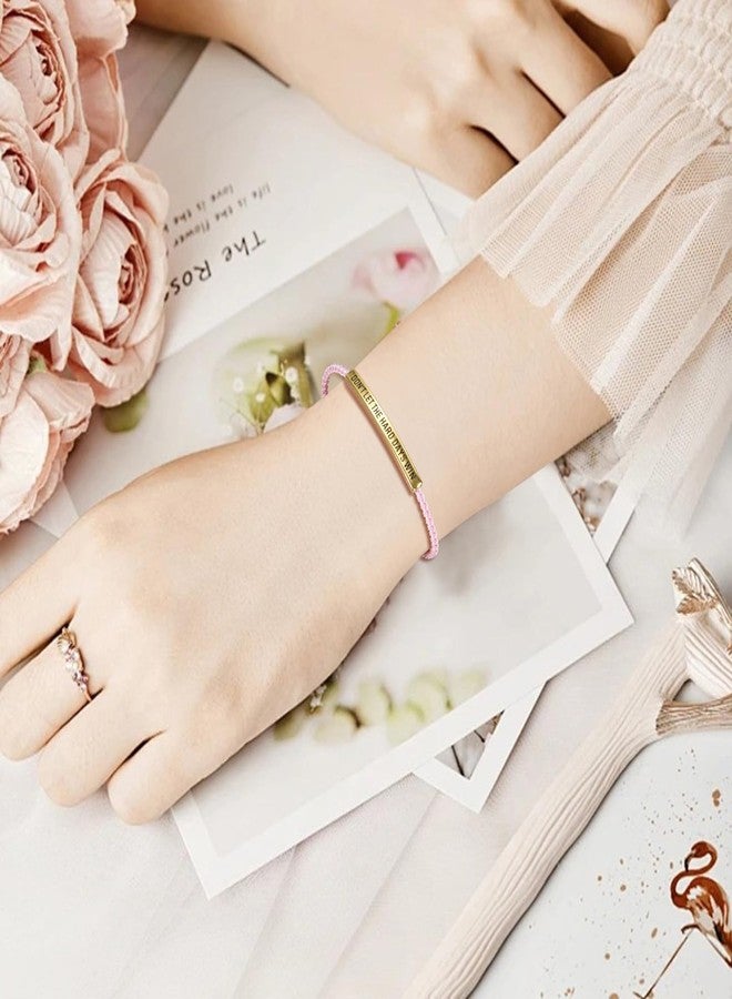 CANDYFANCY Motivational Tube Bracelet for Women Men Dont Let Hard Day Win Adjustable Handmade Braided Wrap Stainless Steel for Pink Gold Inspirational Braided Gifts Jewelry - Image 2