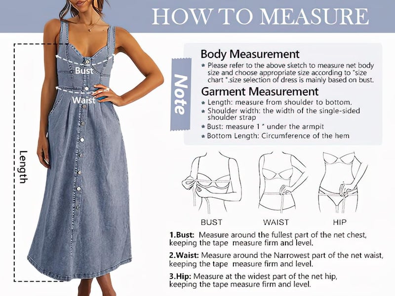 ebossy Stretchy Smocked Denim Dress for Women Sleeveless Babydoll Button Down Midi Long Jean Dresses (L, Light Blue)
