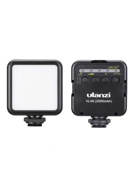 LED Camera Light ULANZI VL49 Pocket LED Video Light Rechargable 2000mAh 5500K LED Fill Light w Cold Shoe LED Panel Lamp Compatible with Camera DJI Osmo Pocket Osmo Action 3 Gopro Hero 8/7/6/5