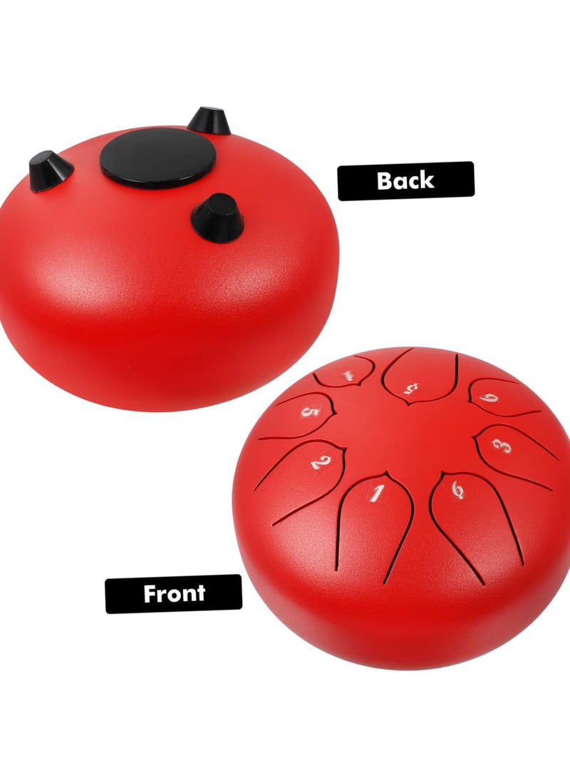 GGOOT 1 Set ethereal drum Chic Lotus Drum rhythm Tongue Drum percussion musical instruments tongue drum 8 tone tongue percussion drum hand drum in metal carbon steel pocket Model Red  - Image 3
