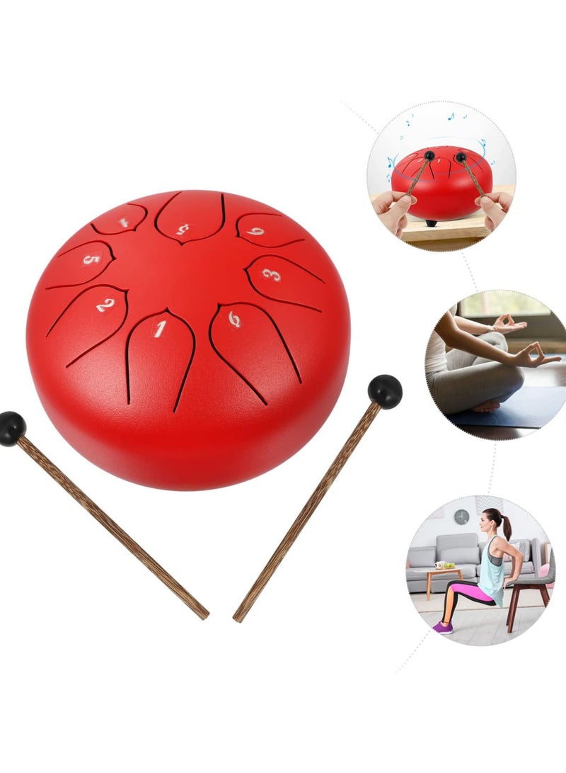 GGOOT 1 Set ethereal drum Chic Lotus Drum rhythm Tongue Drum percussion musical instruments tongue drum 8 tone tongue percussion drum hand drum in metal carbon steel pocket Model Red  - Image 5