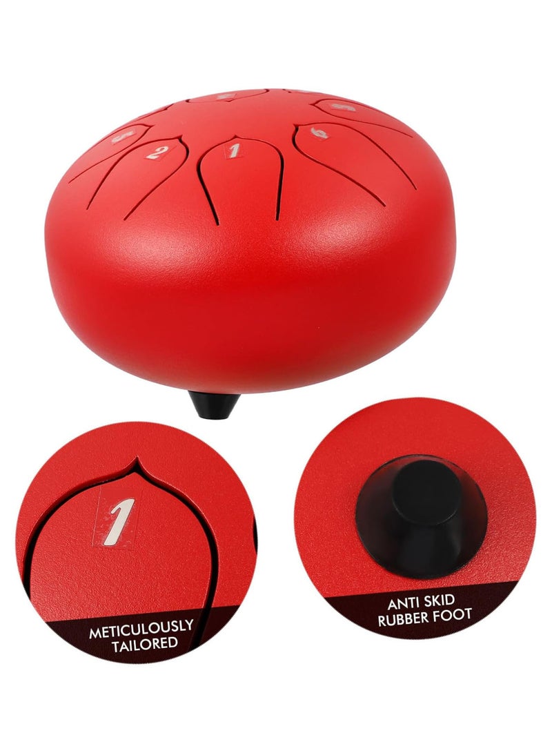 GGOOT 1 Set ethereal drum Chic Lotus Drum rhythm Tongue Drum percussion musical instruments tongue drum 8 tone tongue percussion drum hand drum in metal carbon steel pocket Model Red  - Image 2