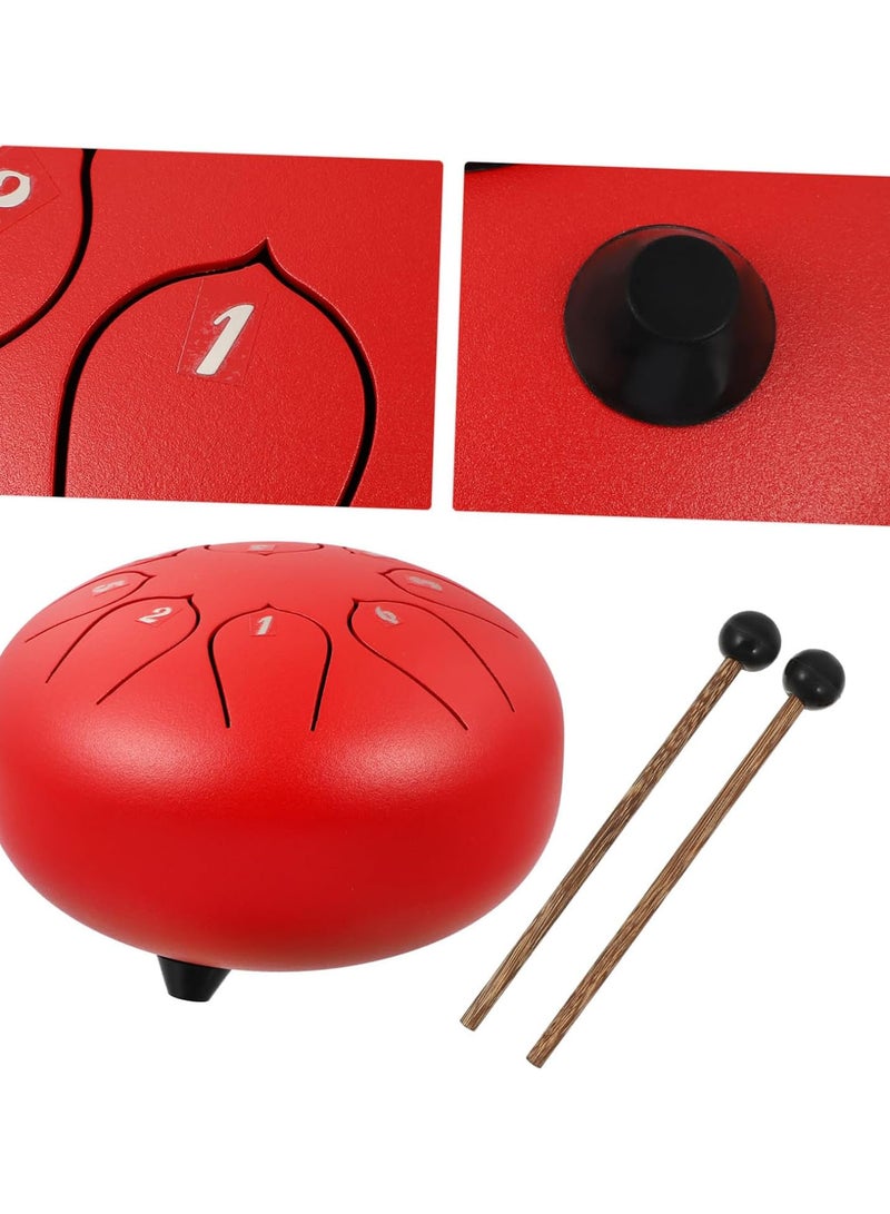 GGOOT 1 Set ethereal drum Chic Lotus Drum rhythm Tongue Drum percussion musical instruments tongue drum 8 tone tongue percussion drum hand drum in metal carbon steel pocket Model Red  - Image 4