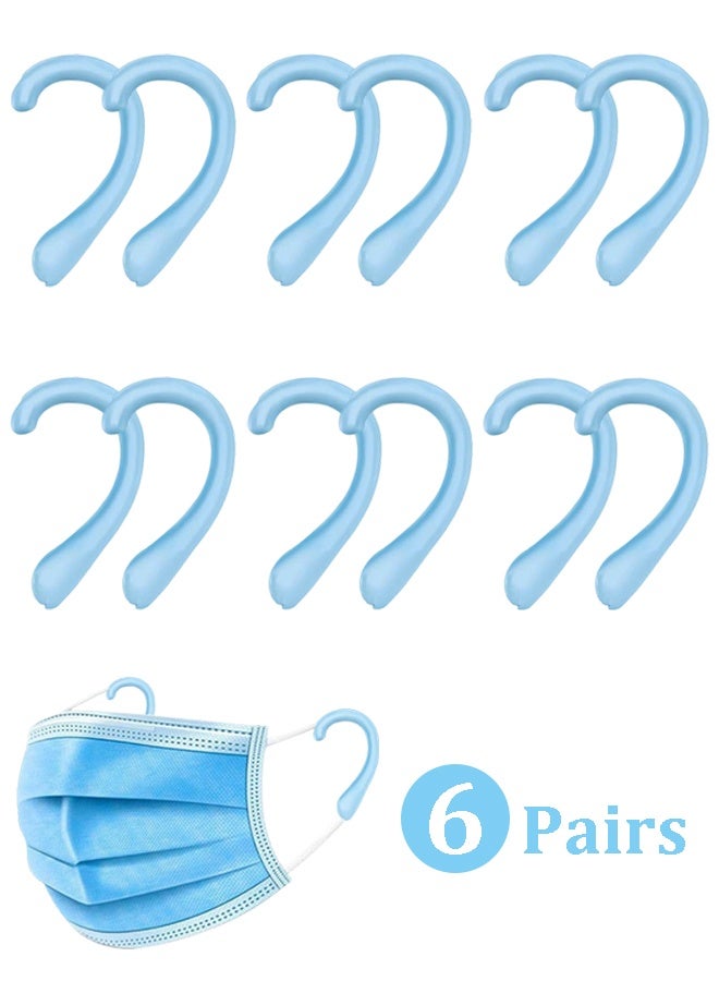 6 Pairs Blue Silicone Ear Protectors, Anti-Slip Earloop Covers for Mask Straps, Relieve Ear Discomfort for Home, Office and Outdoor Use - Image 1