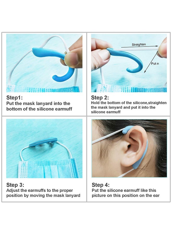 6 Pairs Blue Silicone Ear Protectors, Anti-Slip Earloop Covers for Mask Straps, Relieve Ear Discomfort for Home, Office and Outdoor Use - Image 3