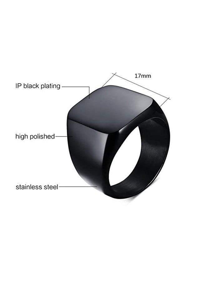 Stainless Steel Solid Polished Signet Ring - Image 4