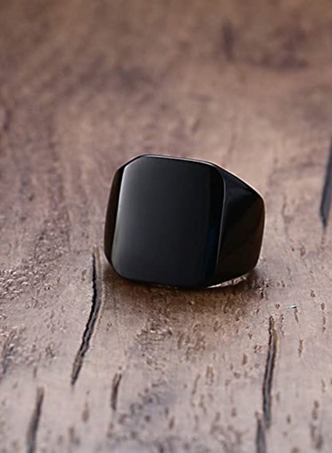 Stainless Steel Solid Polished Signet Ring - Image 5