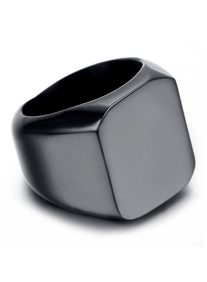 Stainless Steel Solid Polished Signet Ring - Image 2