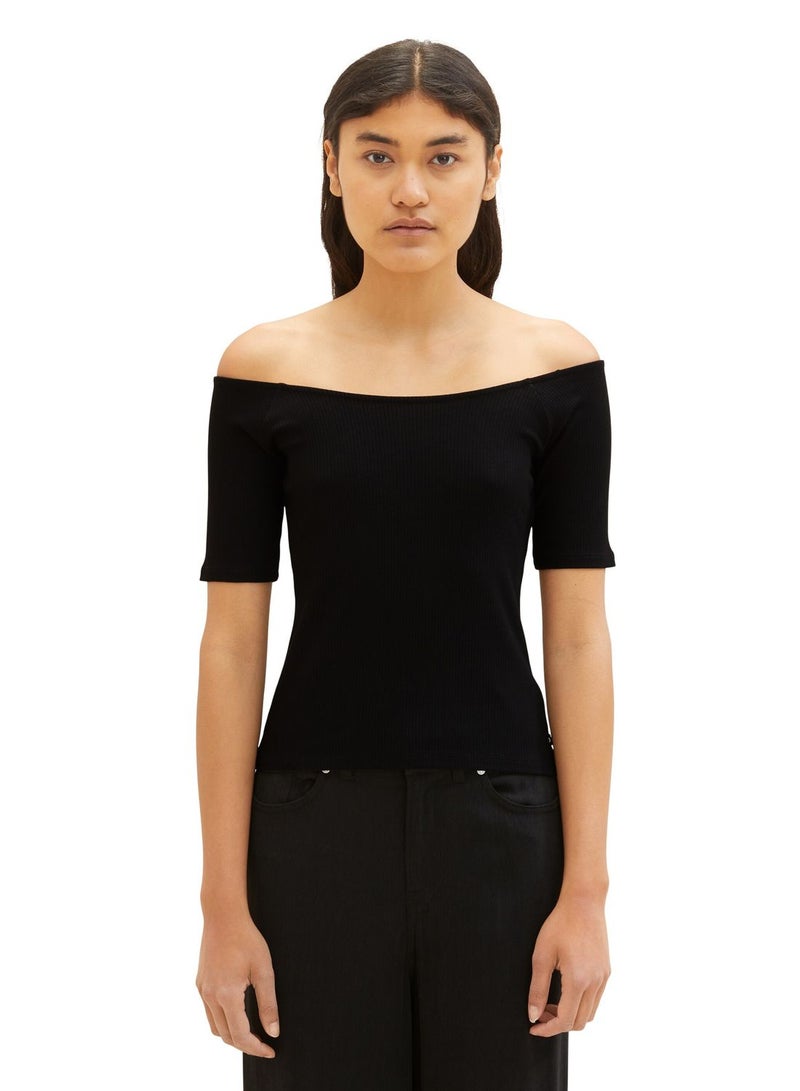 TOM TAILOR Bardot Ribbed Top  - Image 1