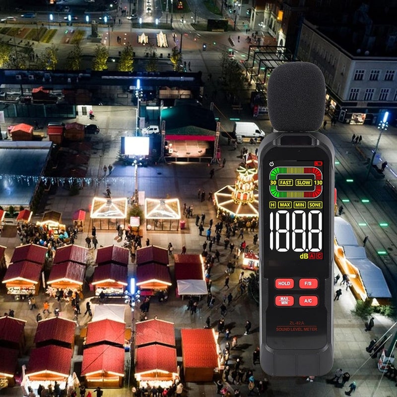كاشف ديسيبل الضوضاء، ZL-82A مقياس مستوى الصوت بترجيح A/C، مقياس ضوضاء بشاشة LCD - Image 2