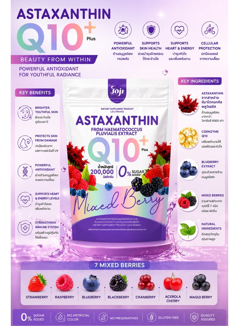 JOJI Q10 Plus Astaxanthin Mixed Berry Beverage | Premium Berry Drink Mix | 0% Sugar Added - Image 3