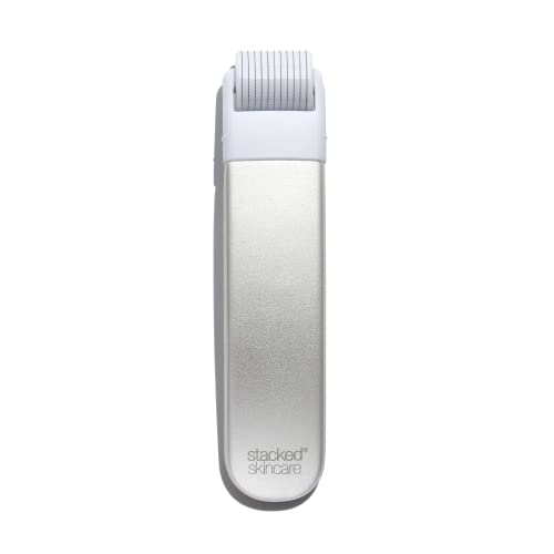 StackedSkincare Microneedling Roller with Replaceable 0.2mm Stainless Steel Needle Head - Gentle Micro Needle Roller for Face, Scalp & Body - Ergonomic Aluminum Handle for Smooth, Even, Radiant Skin - Image 1