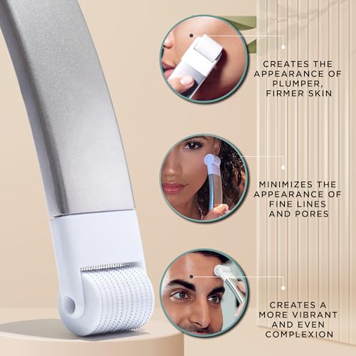 StackedSkincare Microneedling Roller with Replaceable 0.2mm Stainless Steel Needle Head - Gentle Micro Needle Roller for Face, Scalp & Body - Ergonomic Aluminum Handle for Smooth, Even, Radiant Skin - Image 4