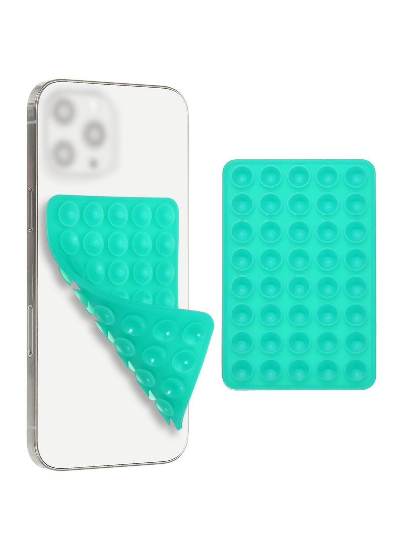 40 silicone suction cup phone cases, double-sided installation, hands-free grip for phone accessories, suitable for selfies and videos, square double-sided silicone phone holder, suitable for iPhone and Android light green - Image 1